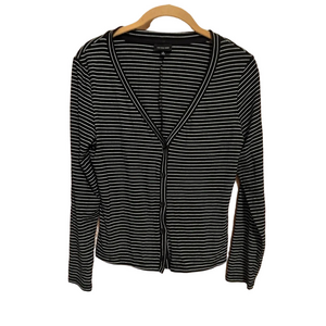 WHO WHAT WEAR~ BLACK STRIPED CARDIGAN ~ SM